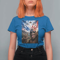 Patriotic Bigfoot 4th Of July Selfie T Shirt For Women Funny USA Freedom Jet Fighter Graphic