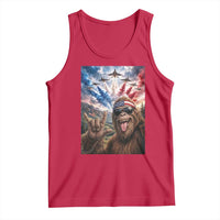 Patriotic Bigfoot 4th Of July Selfie Tank Top Funny USA Freedom Jet Fighter Graphic