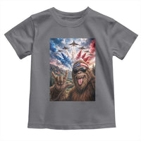 Patriotic Bigfoot 4th Of July Selfie Toddler T Shirt Funny USA Freedom Jet Fighter Graphic