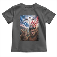 Patriotic Bigfoot 4th Of July Selfie Toddler T Shirt Funny USA Freedom Jet Fighter Graphic