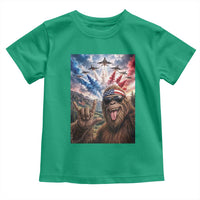 Patriotic Bigfoot 4th Of July Selfie Toddler T Shirt Funny USA Freedom Jet Fighter Graphic
