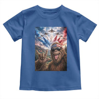 Patriotic Bigfoot 4th Of July Selfie Toddler T Shirt Funny USA Freedom Jet Fighter Graphic