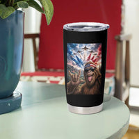 Patriotic Bigfoot 4th Of July Selfie Tumbler Cup Funny USA Freedom Jet Fighter Graphic