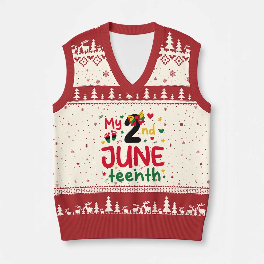 My Second Juneteenth V-Neck Knit Sweater Vest African American Baby Freedom Day