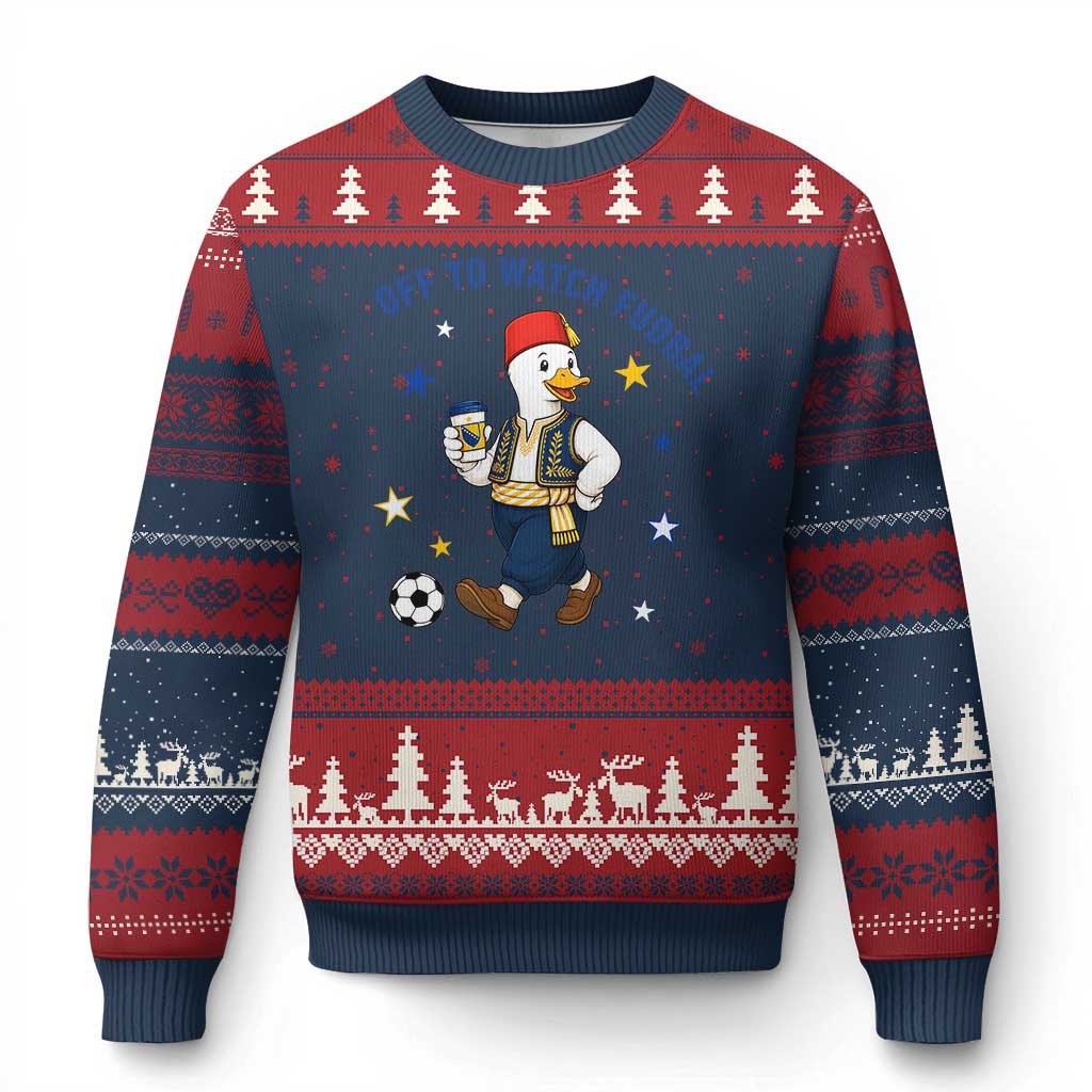 Funny Bosnia Goose Soccer Fan Gift Ugly Christmas Sweater Off To Watch Fudbal