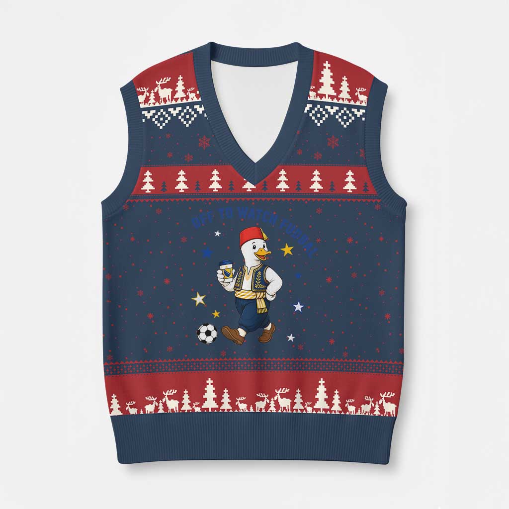 Funny Bosnia Goose Soccer Fan Gift V-Neck Knit Sweater Vest Off To Watch Fudbal