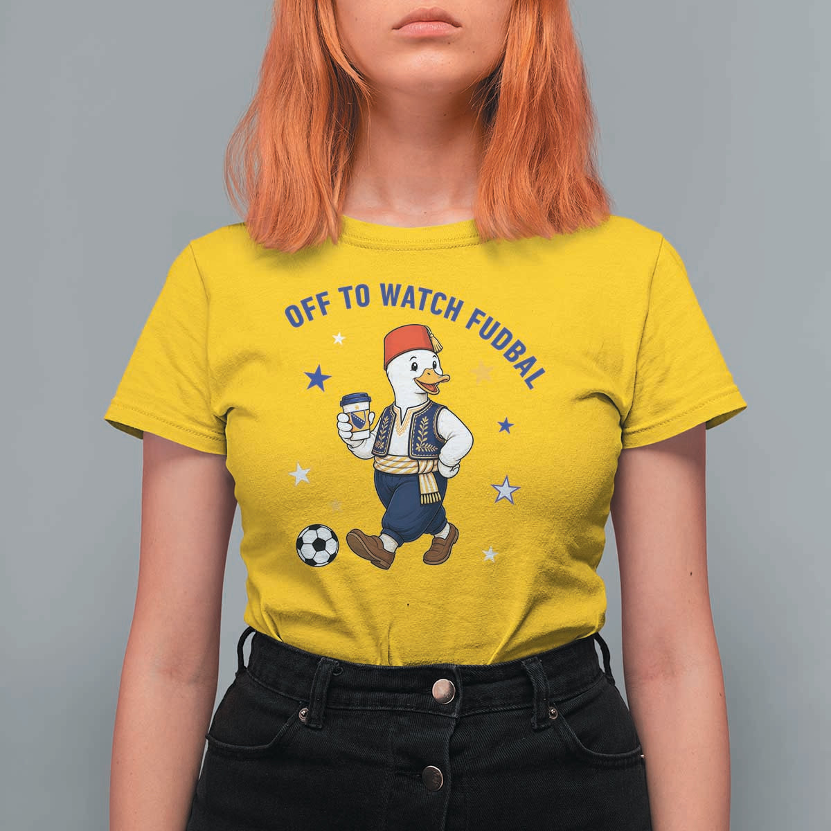 Funny Bosnia Goose Soccer Fan Gift T Shirt For Women Off To Watch Fudbal