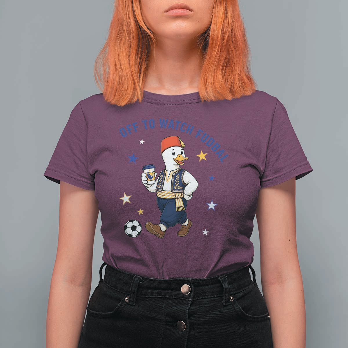 Funny Bosnia Goose Soccer Fan Gift T Shirt For Women Off To Watch Fudbal