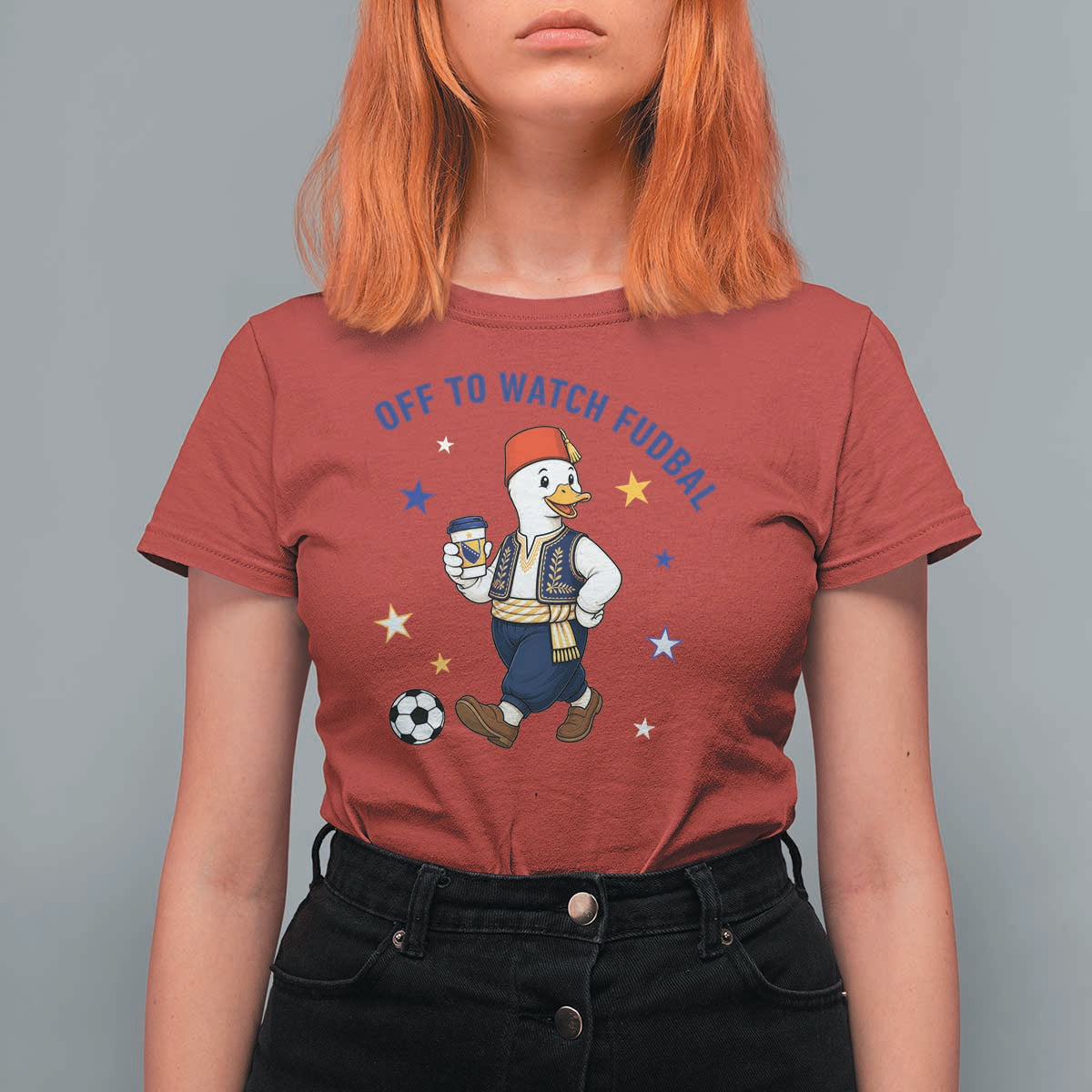 Funny Bosnia Goose Soccer Fan Gift T Shirt For Women Off To Watch Fudbal