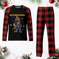 Funny Bosnia Teddy Bear Game Day Gift Plaid Pajama Set Off To Watch Fudbal