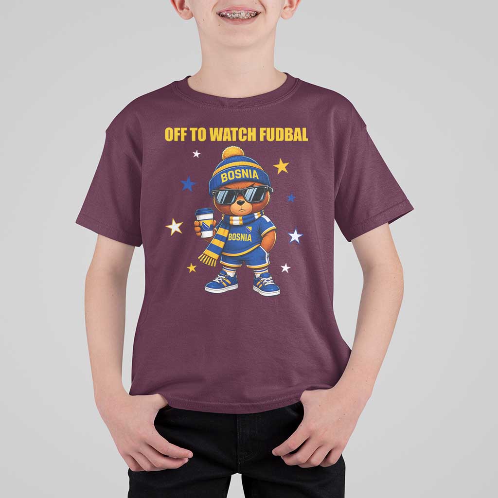 Funny Bosnia Teddy Bear Game Day Gift T Shirt For Kid Off To Watch Fudbal