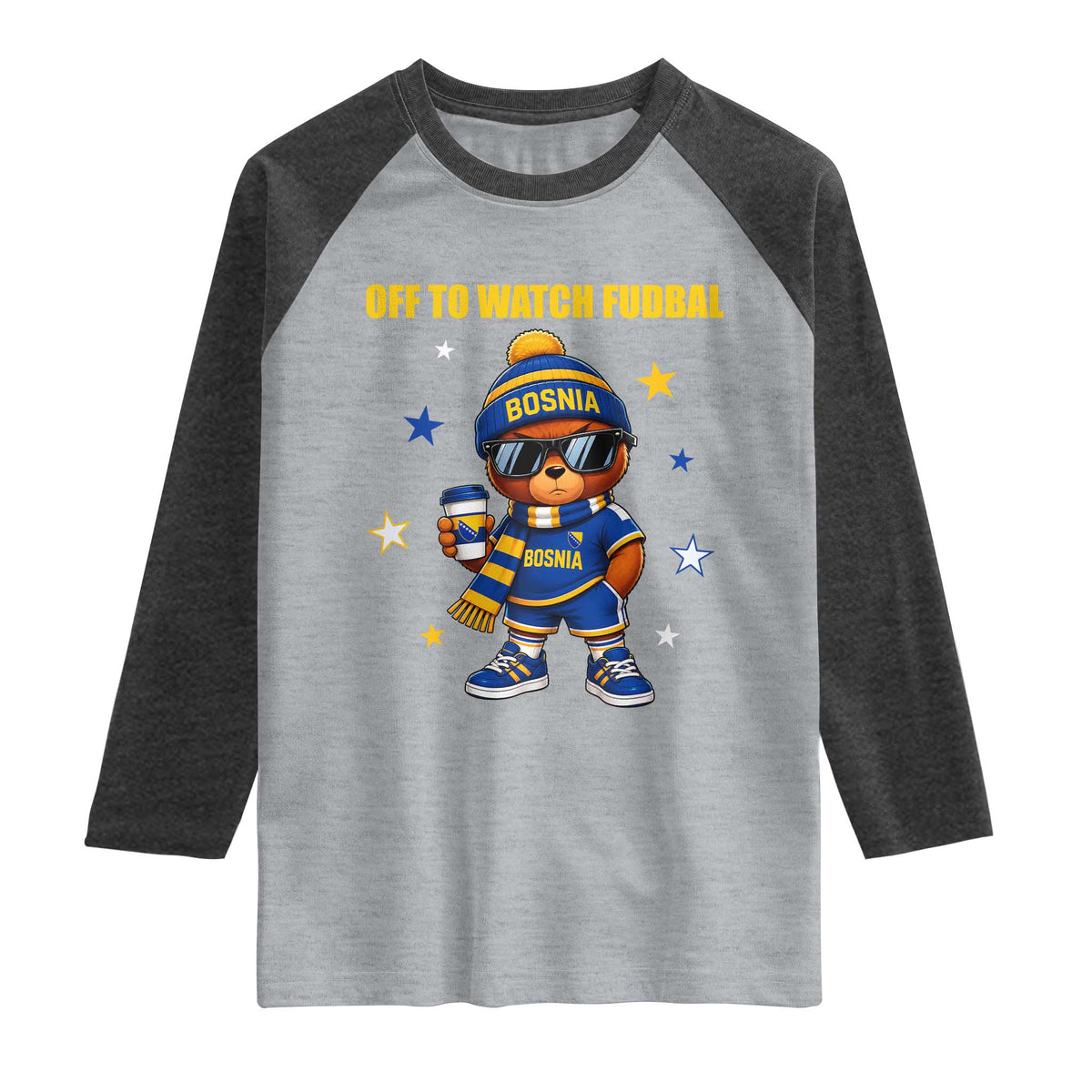 Funny Bosnia Teddy Bear Game Day Gift Raglan Shirt Off To Watch Fudbal