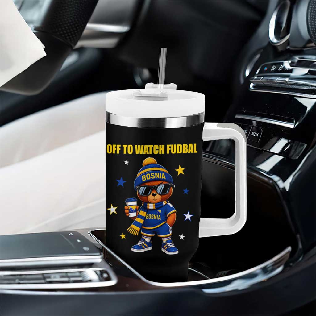 Funny Bosnia Teddy Bear Game Day Gift Tumbler With Handle Off To Watch Fudbal