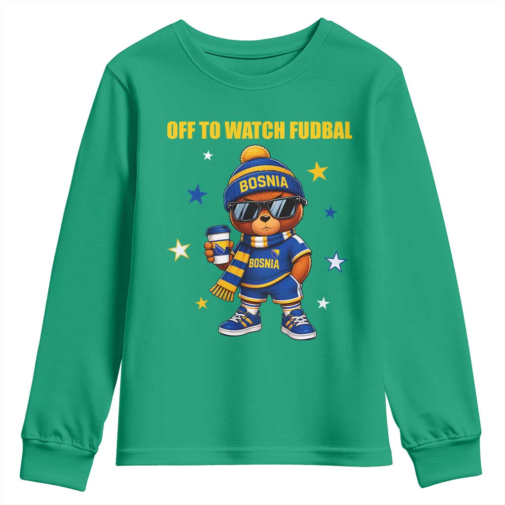 Funny Bosnia Teddy Bear Game Day Gift Youth Sweatshirt Off To Watch Fudbal