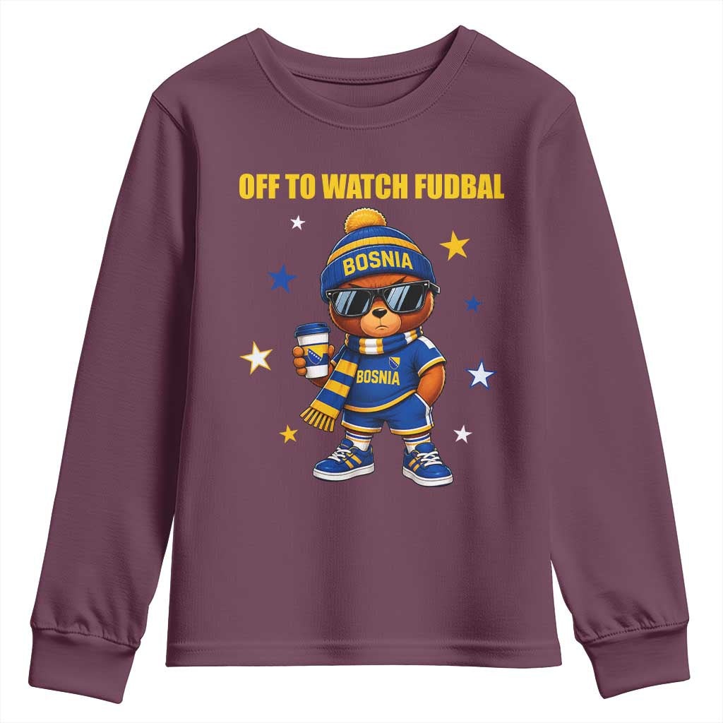 Funny Bosnia Teddy Bear Game Day Gift Youth Sweatshirt Off To Watch Fudbal