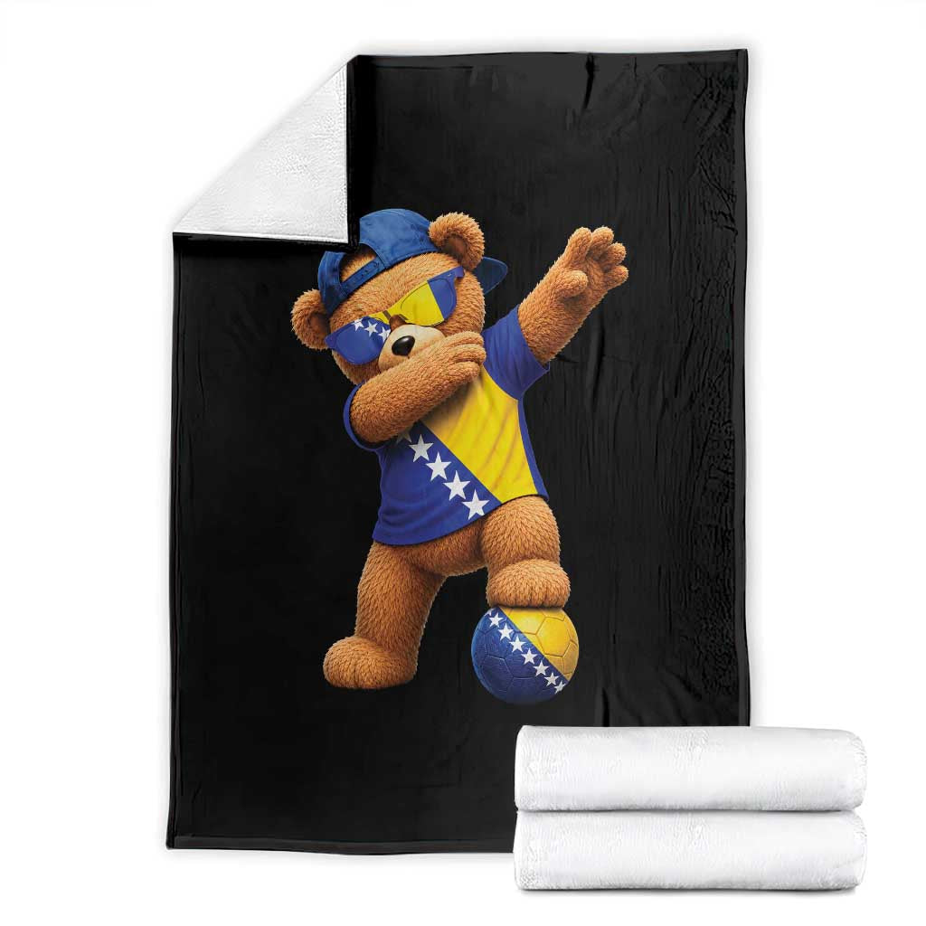 Funny Bosnia Teddy Bear Dabbing Fudbal Fan Gift Throw Blanket