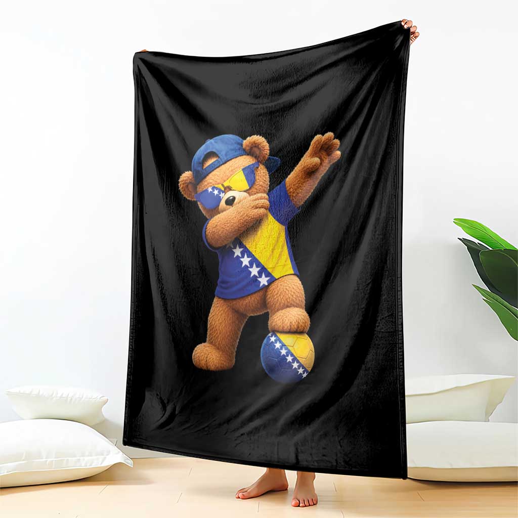 Funny Bosnia Teddy Bear Dabbing Fudbal Fan Gift Throw Blanket