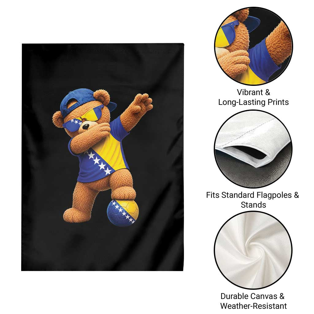 Funny Bosnia Teddy Bear Dabbing Fudbal Fan Gift Garden Flag