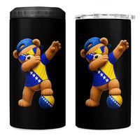 Funny Bosnia Teddy Bear Dabbing Fudbal Fan Gift 4 in 1 Can Cooler Tumbler