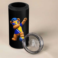 Funny Bosnia Teddy Bear Dabbing Fudbal Fan Gift 4 in 1 Can Cooler Tumbler