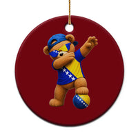 Funny Bosnia Teddy Bear Dabbing Fudbal Fan Gift Ceramic Ornament