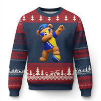 Funny Bosnia Teddy Bear Dabbing Fudbal Fan Gift Ugly Christmas Sweater