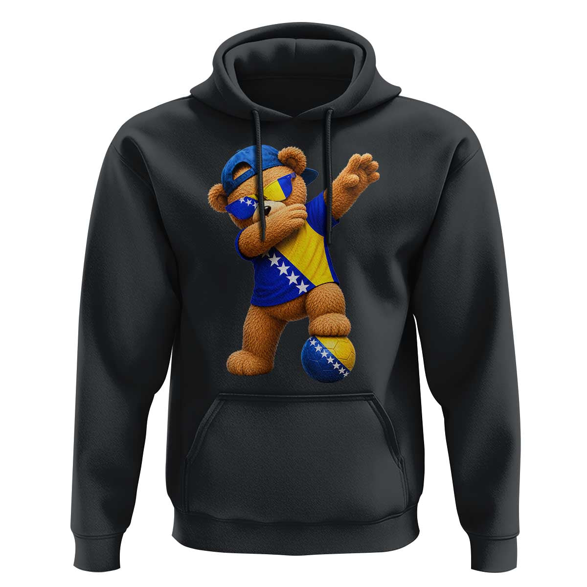 Funny Bosnia Teddy Bear Dabbing Fudbal Fan Gift Hoodie