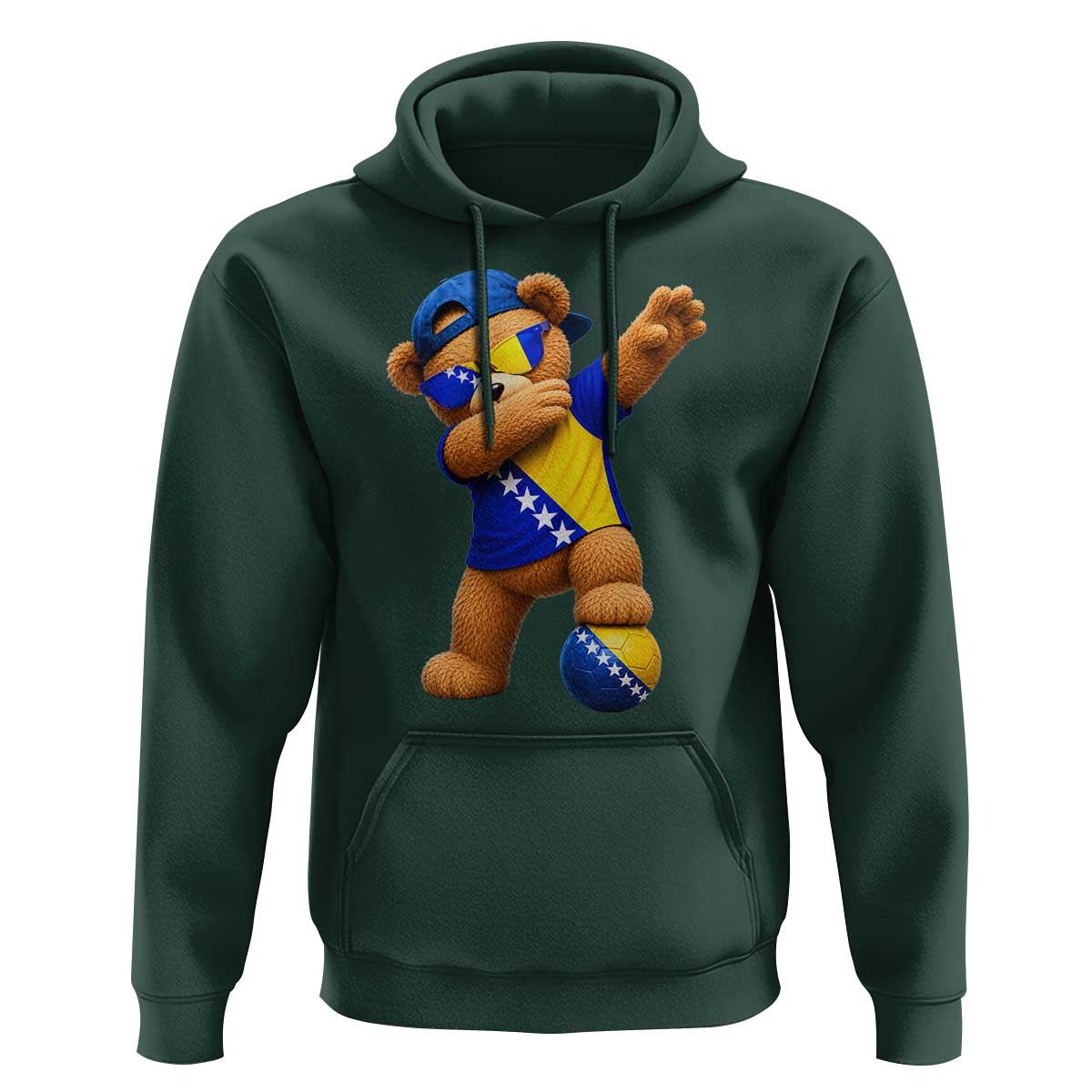 Funny Bosnia Teddy Bear Dabbing Fudbal Fan Gift Hoodie