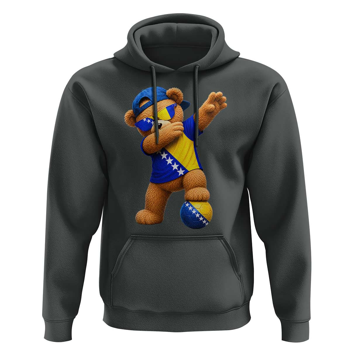 Funny Bosnia Teddy Bear Dabbing Fudbal Fan Gift Hoodie