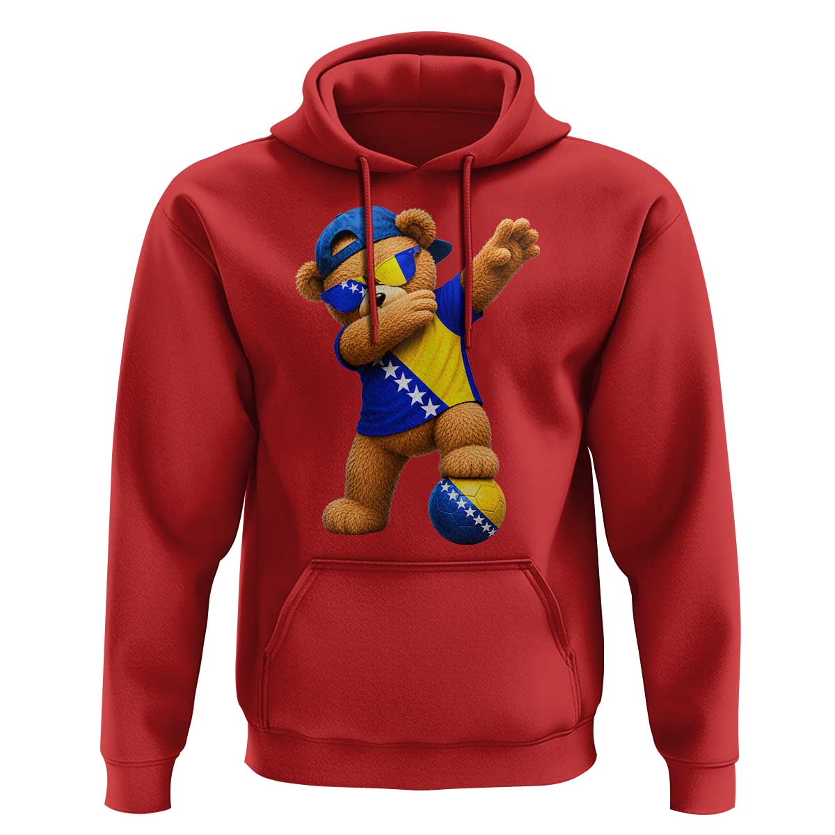 Funny Bosnia Teddy Bear Dabbing Fudbal Fan Gift Hoodie