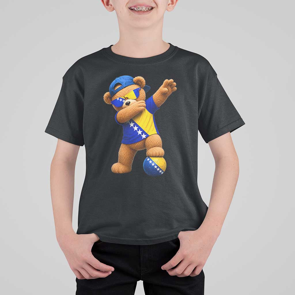 Funny Bosnia Teddy Bear Dabbing Fudbal Fan Gift T Shirt For Kid