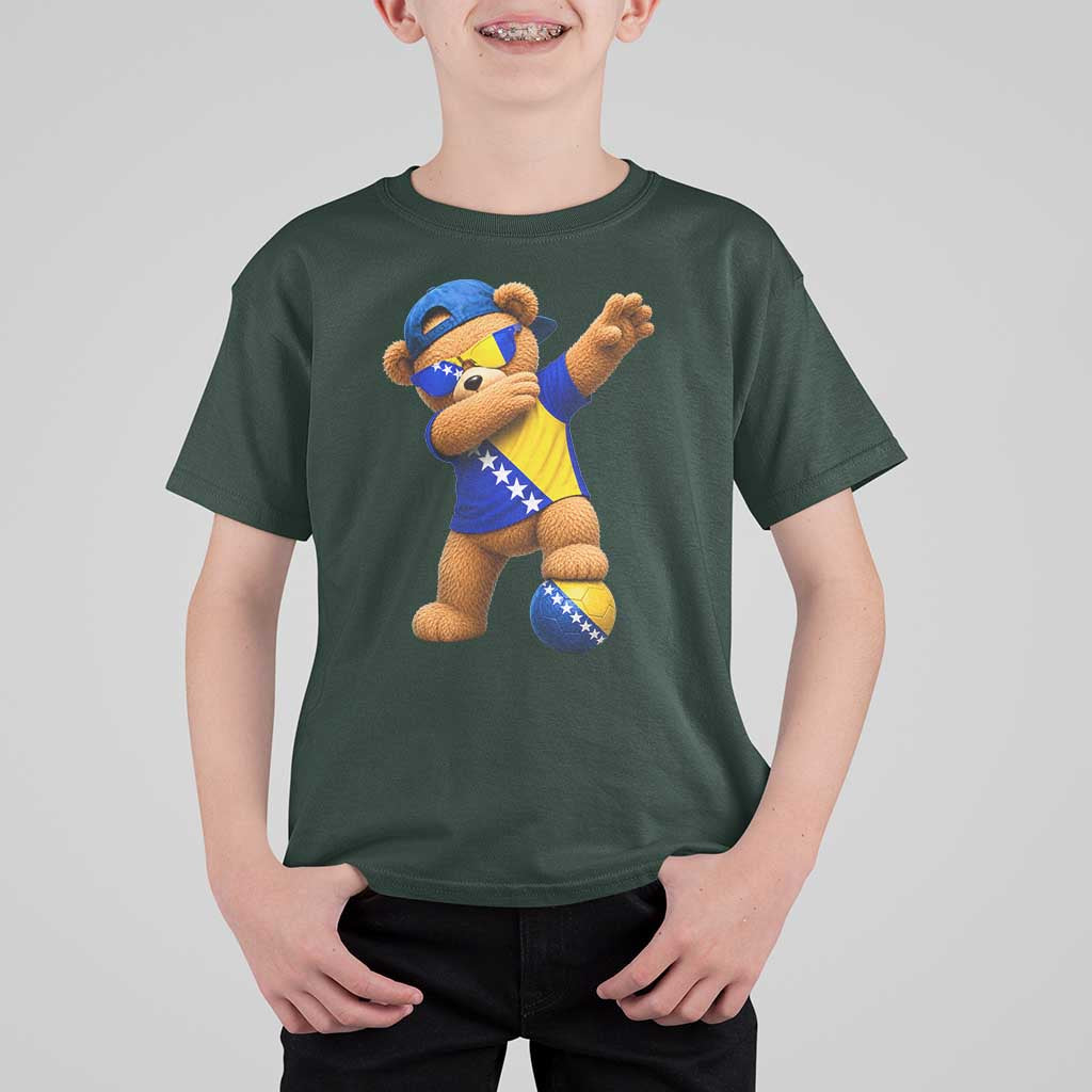 Funny Bosnia Teddy Bear Dabbing Fudbal Fan Gift T Shirt For Kid