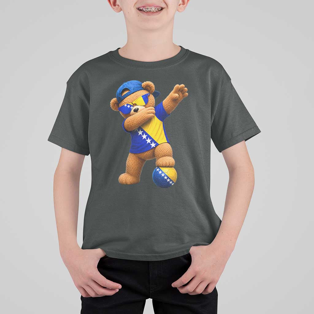 Funny Bosnia Teddy Bear Dabbing Fudbal Fan Gift T Shirt For Kid