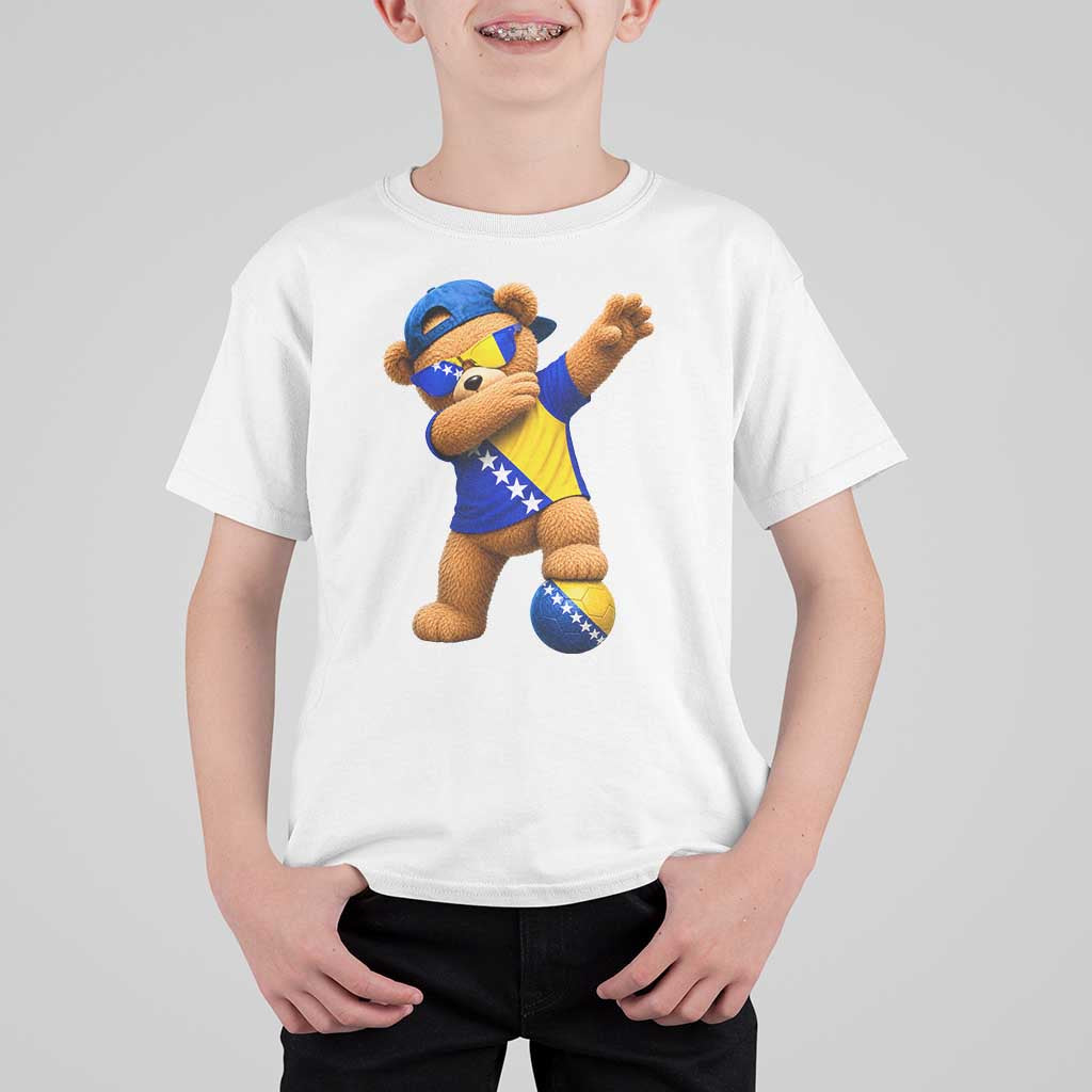 Funny Bosnia Teddy Bear Dabbing Fudbal Fan Gift T Shirt For Kid