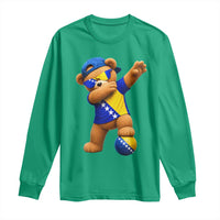 Funny Bosnia Teddy Bear Dabbing Fudbal Fan Gift Long Sleeve Shirt