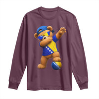 Funny Bosnia Teddy Bear Dabbing Fudbal Fan Gift Long Sleeve Shirt