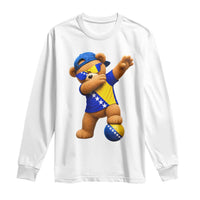 Funny Bosnia Teddy Bear Dabbing Fudbal Fan Gift Long Sleeve Shirt