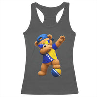Funny Bosnia Teddy Bear Dabbing Fudbal Fan Gift Racerback Tank Top