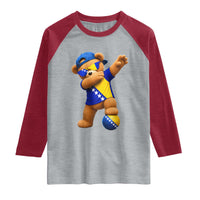 Funny Bosnia Teddy Bear Dabbing Fudbal Fan Gift Raglan Shirt