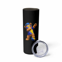 Funny Bosnia Teddy Bear Dabbing Fudbal Fan Gift Skinny Tumbler