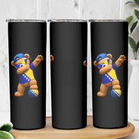 Funny Bosnia Teddy Bear Dabbing Fudbal Fan Gift Skinny Tumbler