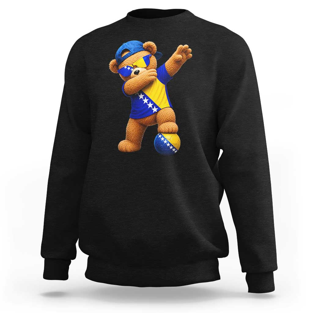 Funny Bosnia Teddy Bear Dabbing Fudbal Fan Gift Sweatshirt