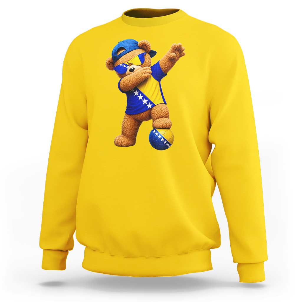 Funny Bosnia Teddy Bear Dabbing Fudbal Fan Gift Sweatshirt