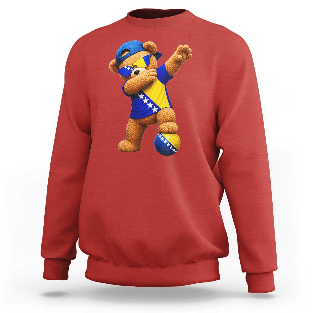 Funny Bosnia Teddy Bear Dabbing Fudbal Fan Gift Sweatshirt