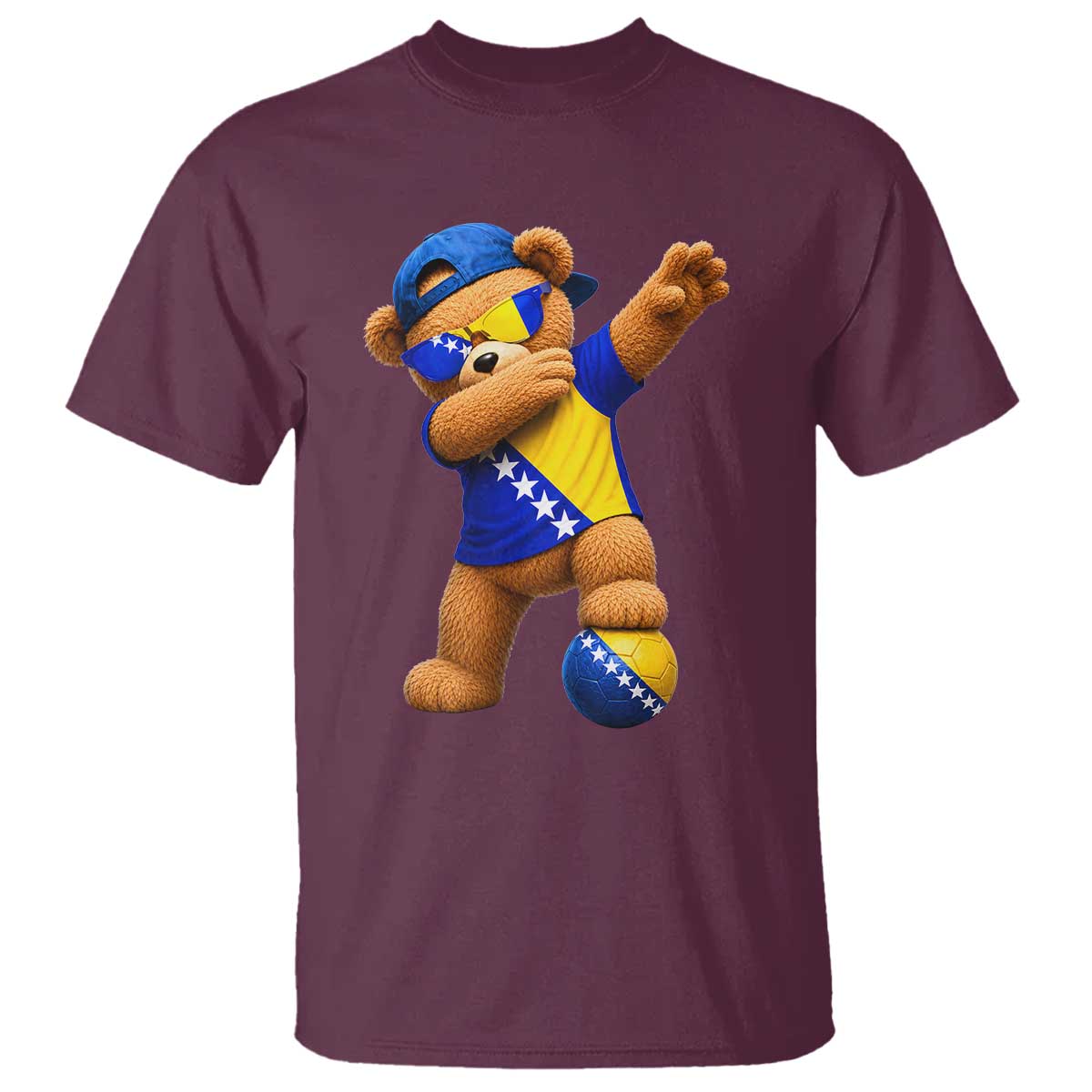 Funny Bosnia Teddy Bear Dabbing Fudbal Fan Gift T Shirt