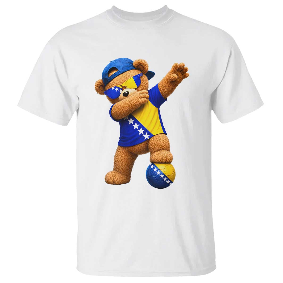 Funny Bosnia Teddy Bear Dabbing Fudbal Fan Gift T Shirt