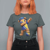 Funny Bosnia Teddy Bear Dabbing Fudbal Fan Gift T Shirt For Women