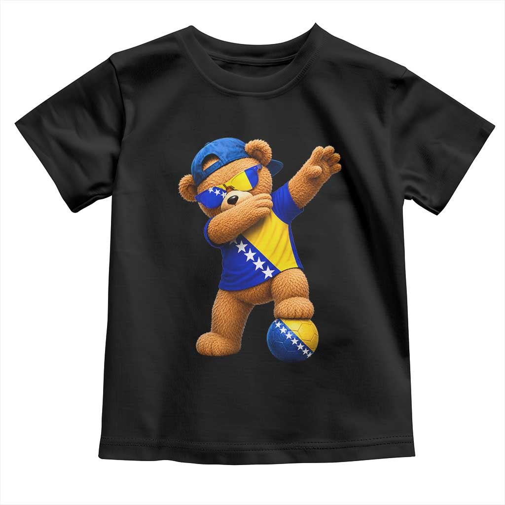 Funny Bosnia Teddy Bear Dabbing Fudbal Fan Gift Toddler T Shirt