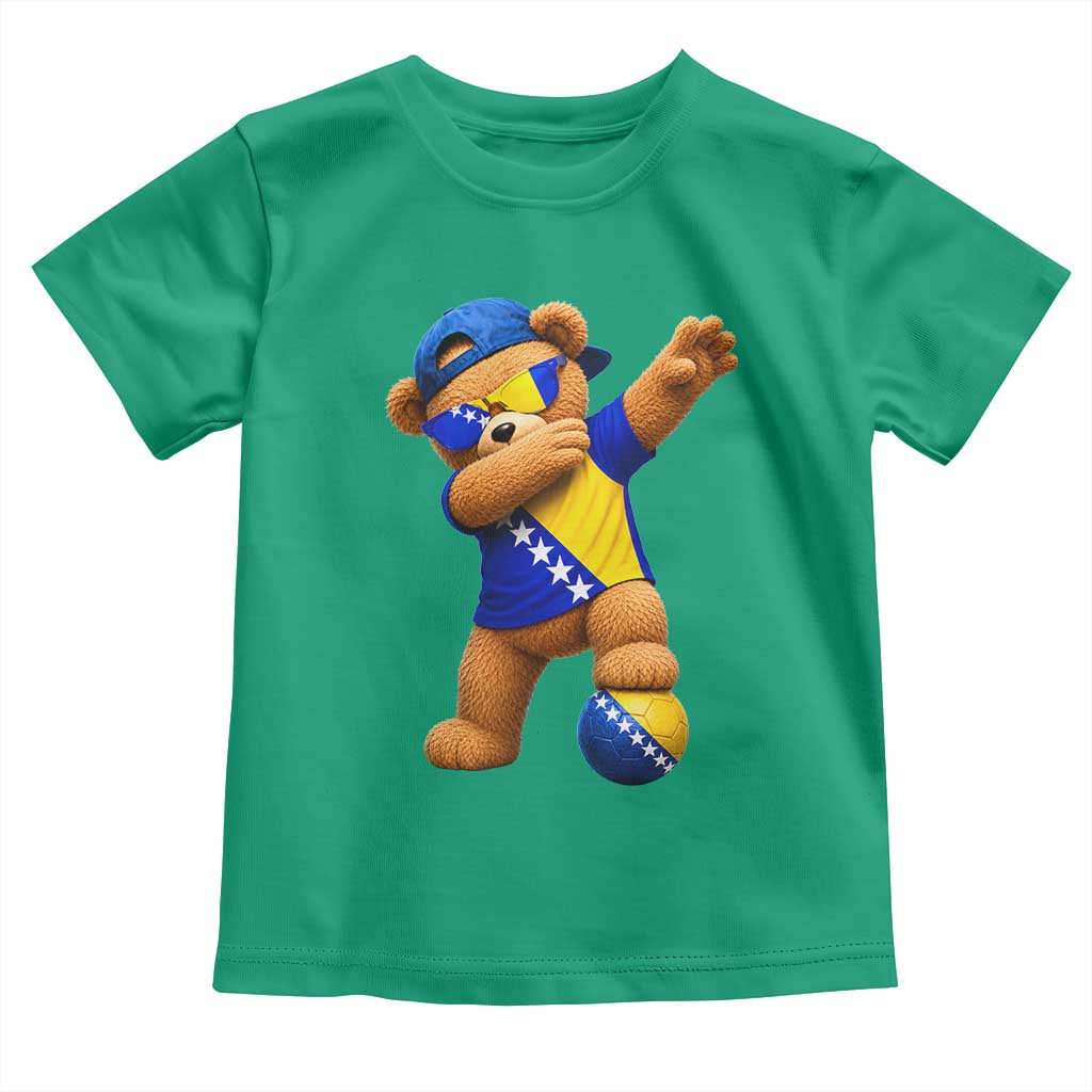 Funny Bosnia Teddy Bear Dabbing Fudbal Fan Gift Toddler T Shirt