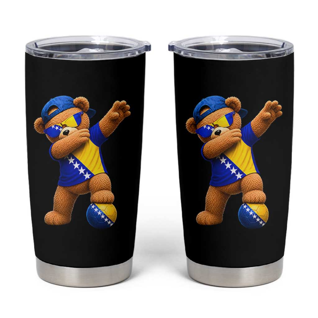 Funny Bosnia Teddy Bear Dabbing Fudbal Fan Gift Tumbler Cup